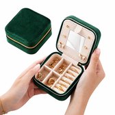 Vicon Sieradendoos met Spiegel – Premium Fluwelen Juwelendoos – Reisformaat Sieradenhouder voor Ringen, Oorbellen & Kettingen