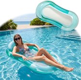 Set van 1 stuk - Waterhangmat - Opblaasbare drijfmat voor in het zwembad - Opblaasbare ligmat - Opblaasbare raft - Drijvende mat voor op vakantie - Met hoofdsteun - Geschikt voor zomerfeesten, strand en andere wateractiviteiten - 150*78 cm - Groen