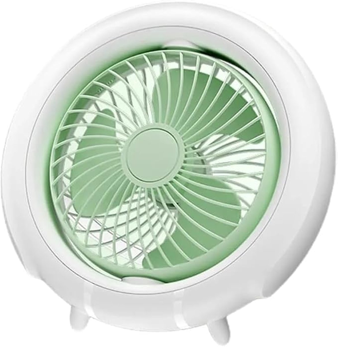Tafelventilator - Tafelventilator draadloos - Draagbare oscillerende ventilator - 180 graden automatische oscillatie - Drie snelheidsstanden - Stil ontwerp - Met nachtlampje - Kan aan de muur worden gemonteerd of op een bureau worden geplaatst