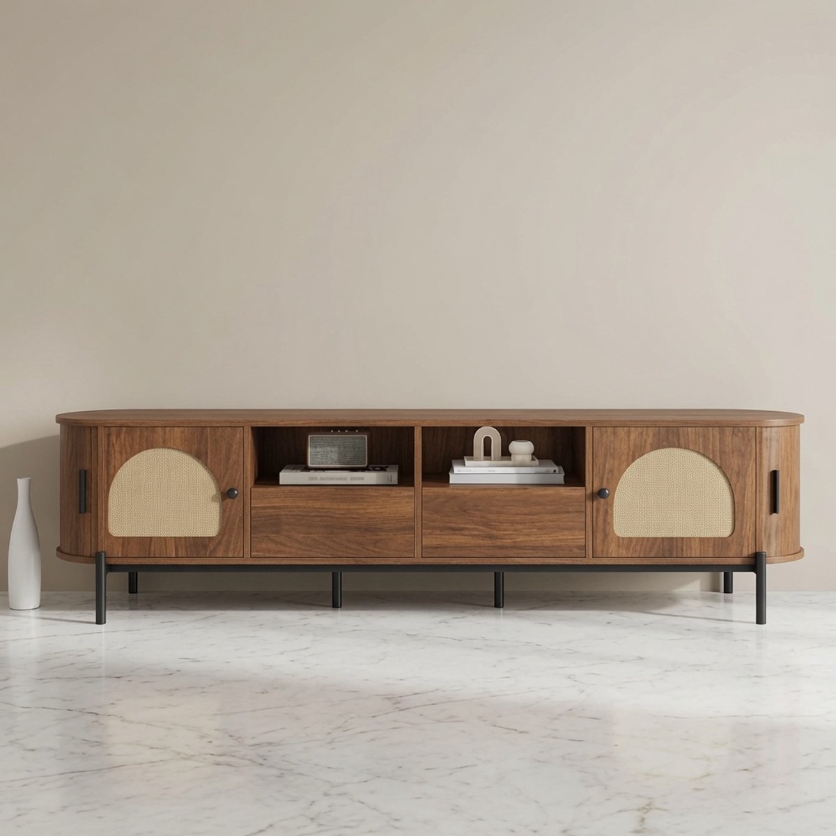 Luxe Ovaal TV Meubel 200 - Meubel 200 cm Rotan Design - Medahomestore