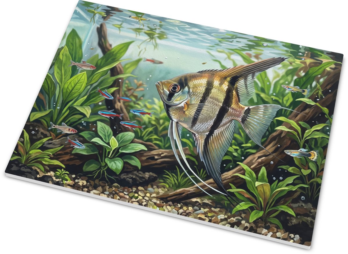 Tegeltje met maanvis - Sfeervolle aquarium decoratie - 15x20 cm