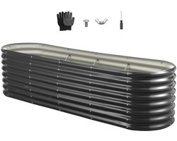 VEVOR Verhoogd Tuinbed, Metaal, 2400x600x600 mm, Plantbed, Groentebed, Plantenbak met Open Bodem & Afgeronde Randen, Bloembed, Kruidenbed, Ideaal voor Groenten, Bloemen, Kruiden & Vetplanten