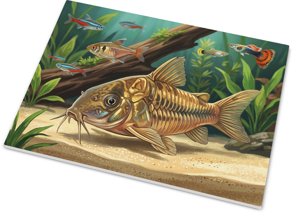 Tegeltje - Corydoras pantsermeerval - Aquarium vissen decoratie 15x20 cm