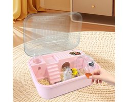 Hamsterkooi - Kleine plastic hamsterkooi - Geschikt voor hamsters en andere huisdieren voor beweging en activiteit - Roze