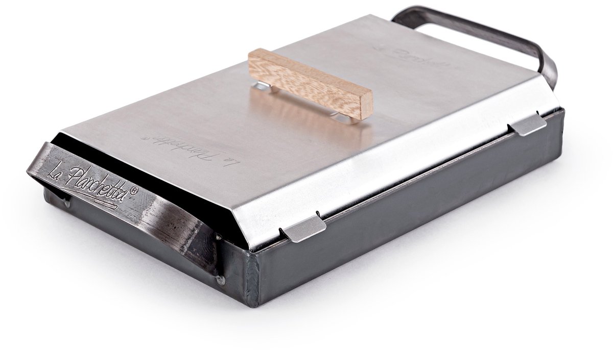 La Planchetta Bakplaat 1 Brander Compact met Deksel – Warmgewalst IJzer 24 cm – PFAS-vrij – Inductie, Gas & BBQ