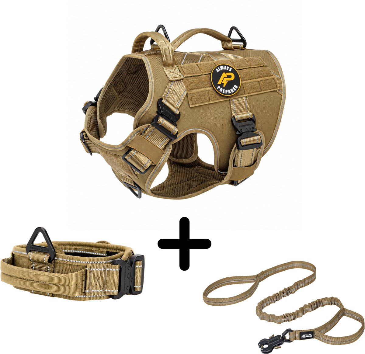 Always Prepared® Pro Combi Deal - Hondentuig + Halsband + Riem - Complete Set - Anti-Trek Set voor Middel en Grote Honden - Reflecterend - Maat M