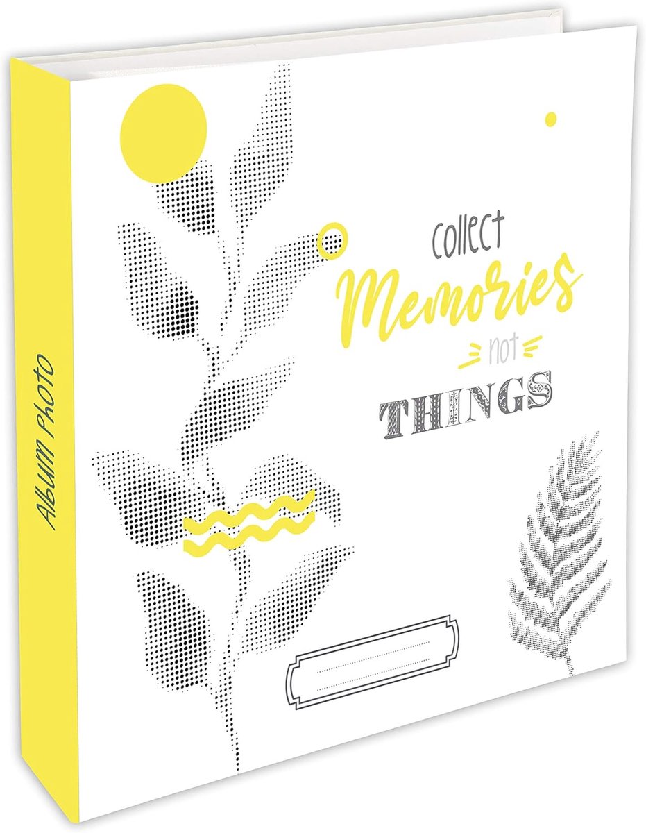 WEB2O - Fotoalbum Souvenir Things voor 500 Foto's 10x15 cm - Groot Fotoalbum met Insteekhoezen Geel