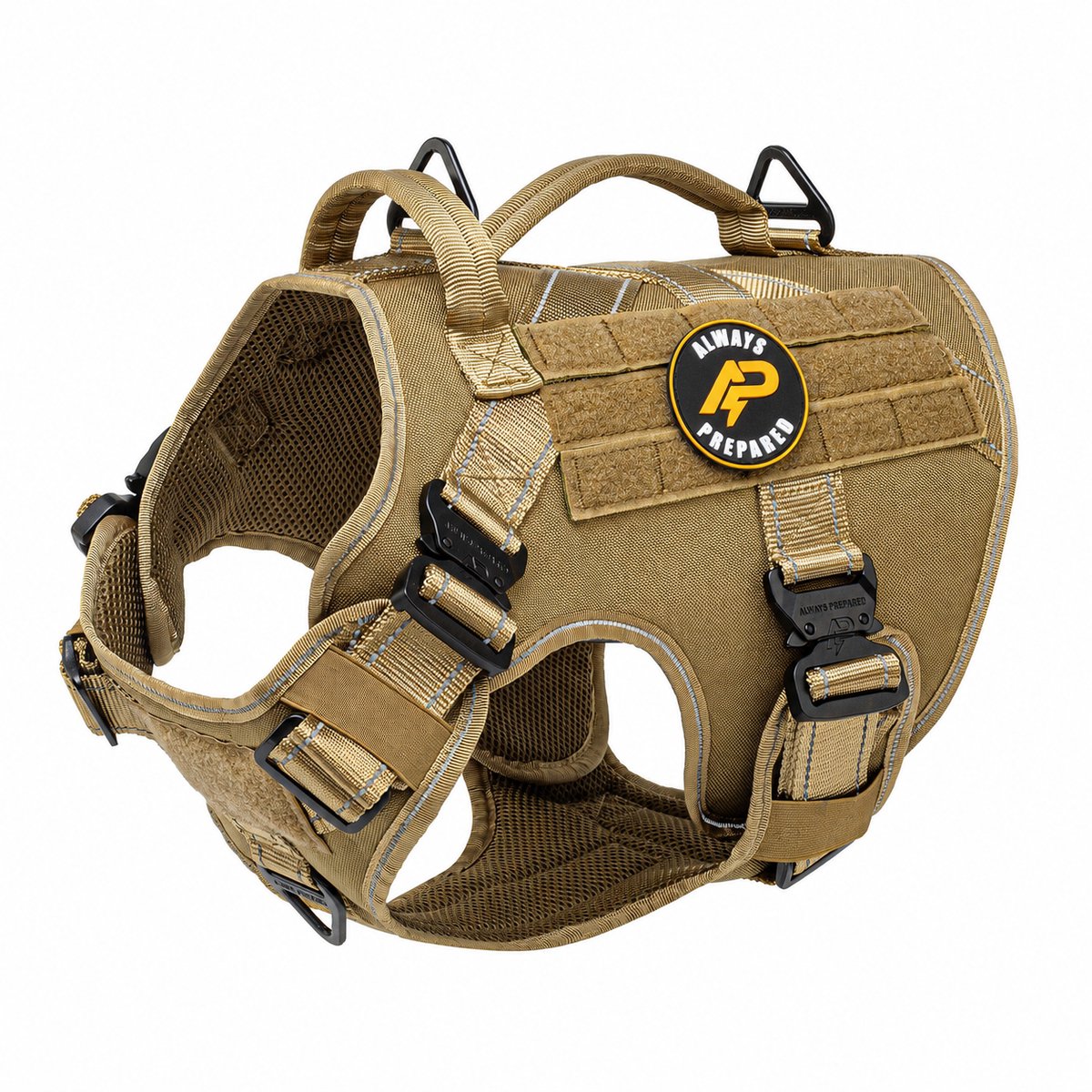 Always Prepared Pro Hondentuig Hondentuigje Anti Trek Tuig Hondenharnas Y Tuig Hond Khaki Reflecterend Maat L