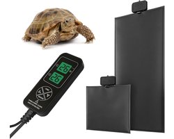 Verwarmingskussen Terrarium - Warmtemat Reptiel - Klimaat Reguleren - Verstelbare Thermostaat - 20x30cm - Zwart
