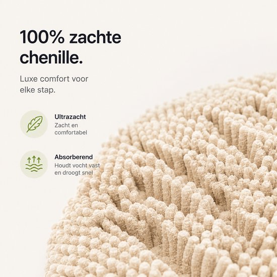 BOTC Badmat - Set van 2-delig - 43x61/51x76cm - Badmat Antislip - Badkamer mat - Creme wit