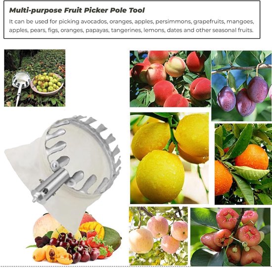 Fruitplukker Telescopisch - Fruitverzamelaar Lange Steel - Fruit Oogsten - Verstelbare Lengte - Tot 10 Meter - Geel — afbeelding 5