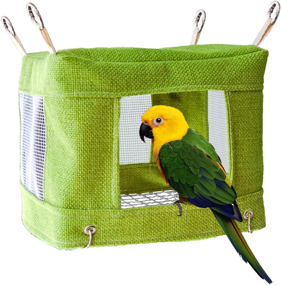 Vogelhuis Nest - Vogelbed Vogelkooi - Rusten en Slapen - Ademend Net - 18 x 18 x 14 cm