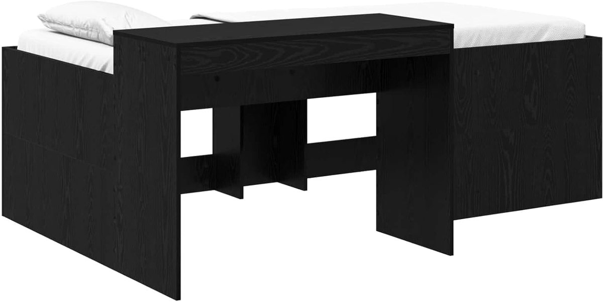 Kinderbed met Bureau - Hoogslaper - Ruimte Besparen - Geïntegreerd Bureau - 75 x 190 cm - Zwart