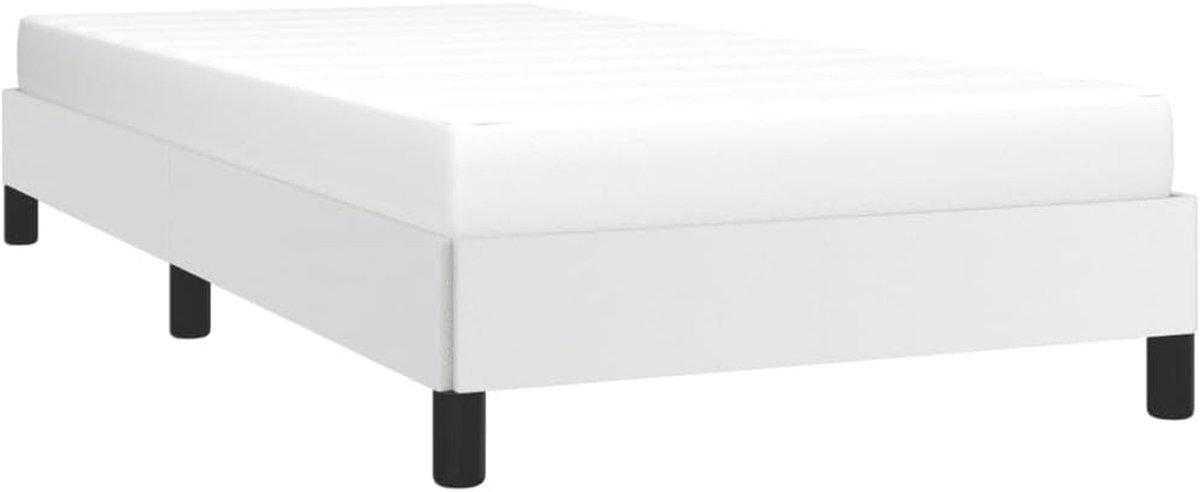 Bedframe - Eenpersoonsbed Ledikant - Rustgevende Slaap - Duurzaam Kunstleer - 80x200 cm - Wit