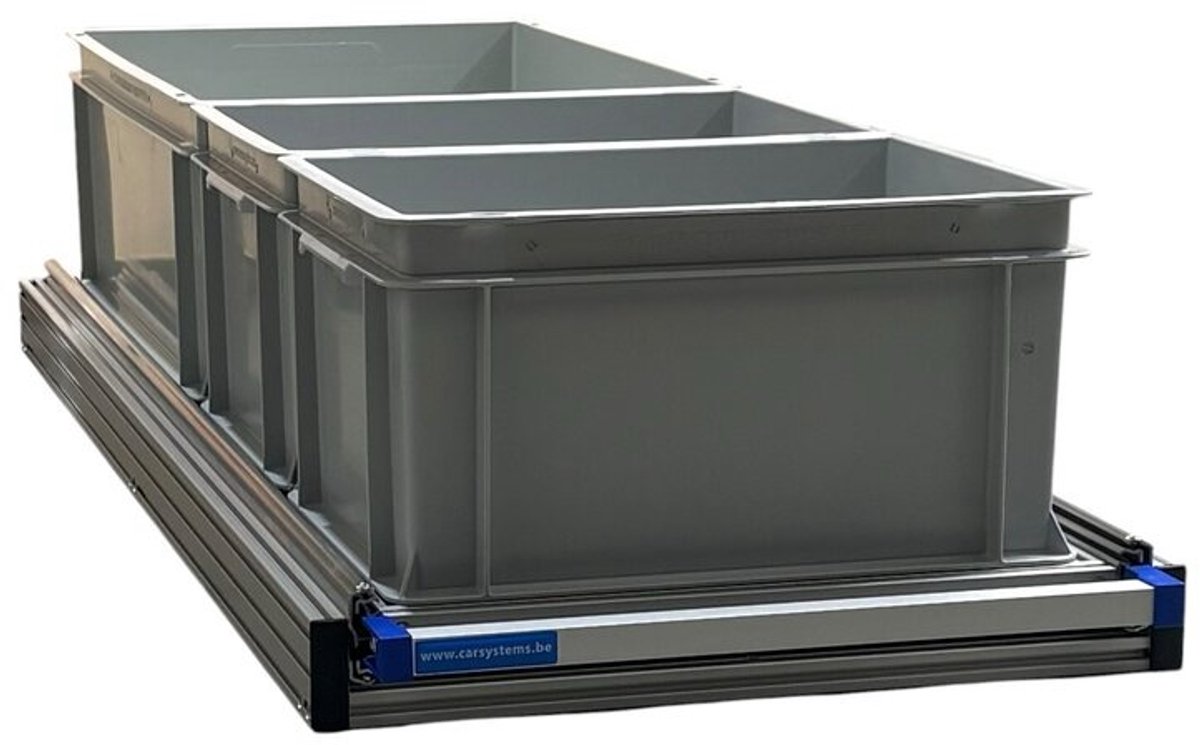 Schuifframe eenhandsbediening 120x40 cm in aluminium met 3 bakken