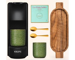 KRUPS Nespresso Essenza Mini cadeaupakket - koffiemachine met 2 groene mokken, houten tray, 2…