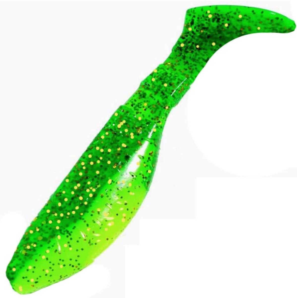 Rubberen Vis - Gummiaas Set - Vissen Op Roofvis - Effectief Loopgedrag - 8 cm 10 Stuks - Fluogeel Donkergroen