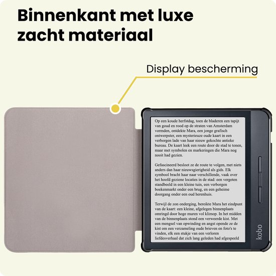 Hoes Geschikt voor Kobo Libra H2O - E-reader Bescherm Hoesje Case Sleep Cover Met Screenprotector - Hoes Geschikt voor Kobo Libra H2O Hoesje - Zwart — afbeelding 4