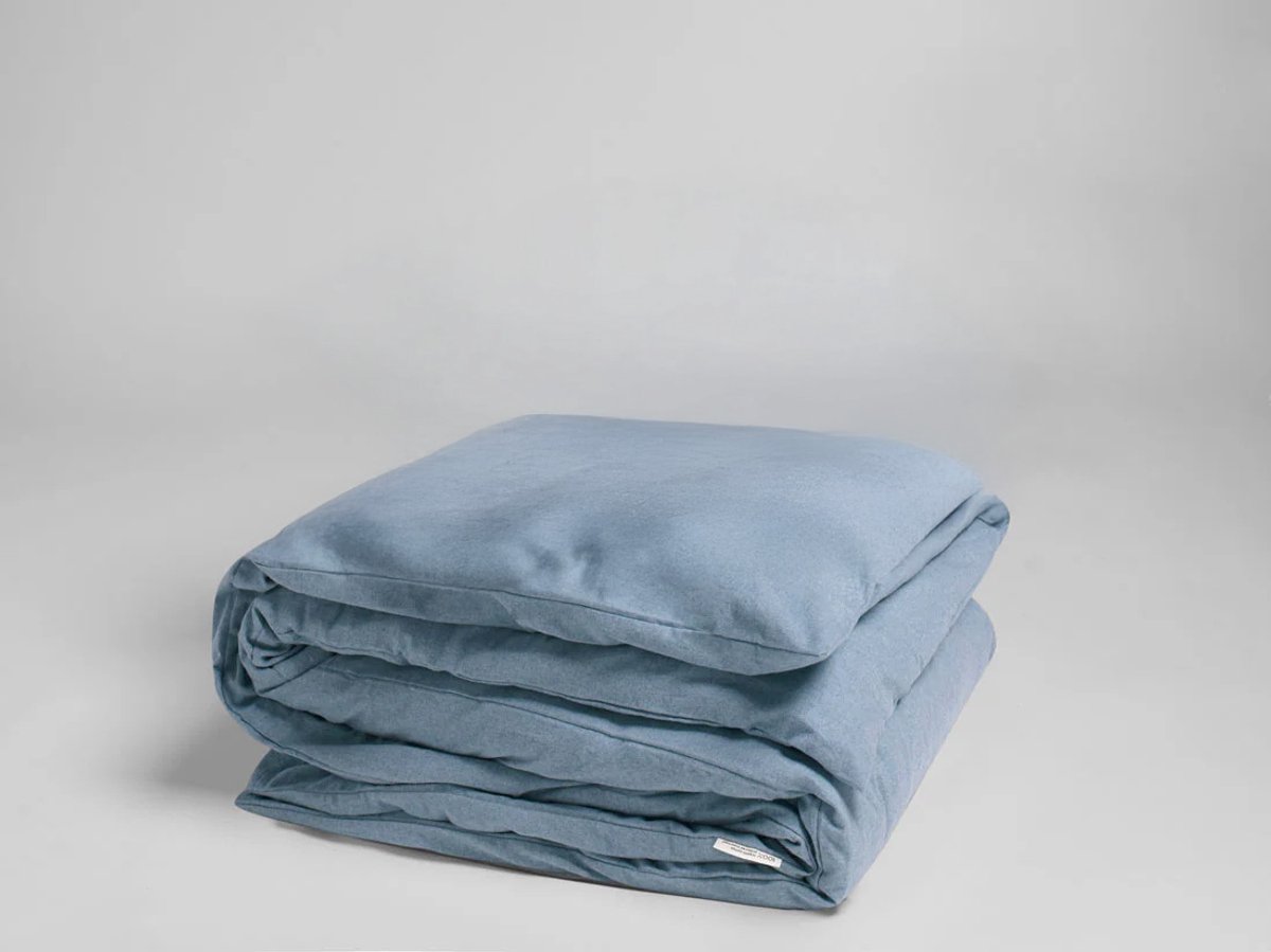 Yumeko dekbedovertrek flanel light blauw 200x200 (zonder slopen) - Biologisch & ecologisch