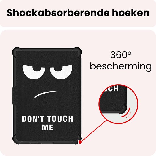 Hoes Geschikt voor Kobo Clara HD Hoesje Bookcase Cover Book Case Hoes Sleepcover Trifold - Don't Touch Me — afbeelding 4