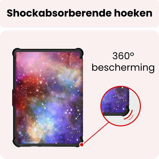 Hoes Geschikt voor Kobo Clara HD Hoesje Bookcase Cover Book Case Hoes Sleepcover Trifold - Galaxy — afbeelding 5