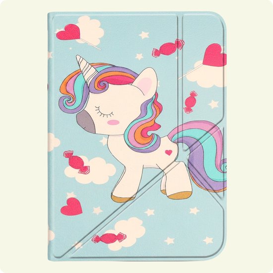 Hoes Geschikt voor Kobo Clara 2E - E-reader Bescherm Hoesje Case Sleep Cover Trifold - Hoes Geschikt voor Kobo Clara 2E Hoesje - Eenhoorn — afbeelding 4