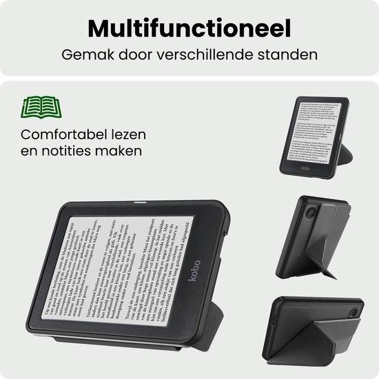 Hoes Geschikt voor Kobo Clara 2E Hoesje Bookcase Cover Hoes Trifold - Hoesje Geschikt voor Kobo Clara 2E Hoes Cover Case - Zwart — afbeelding 3