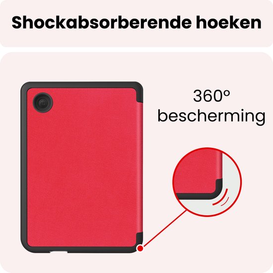 Hoes Geschikt voor Kobo Clara 2E Hoesje Bookcase Cover Book Case Hoes Sleepcover Trifold - Rood — afbeelding 4
