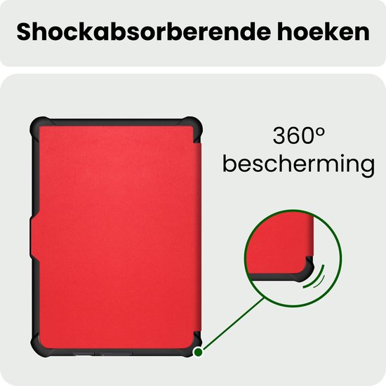 Hoes Geschikt voor Kobo Clara HD Hoesje Bookcase Cover Hoes Trifold - Hoesje Geschikt voor Kobo Clara HD Hoes Cover Case - Rood — afbeelding 5