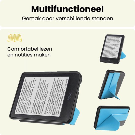 Hoes Geschikt voor Kobo Nia - E-reader Bescherm Hoesje Case Sleep Cover Trifold - Hoes Geschikt voor Kobo Nia Hoesje - Lichtblauw — afbeelding 3