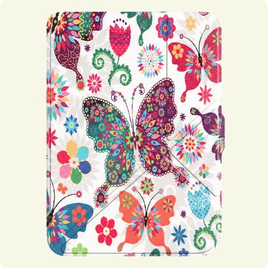 Hoes Geschikt voor Kobo Nia - E-reader Bescherm Hoesje Case Sleep Cover Trifold - Hoes Geschikt voor Kobo Nia Hoesje - Vlinders — afbeelding 4