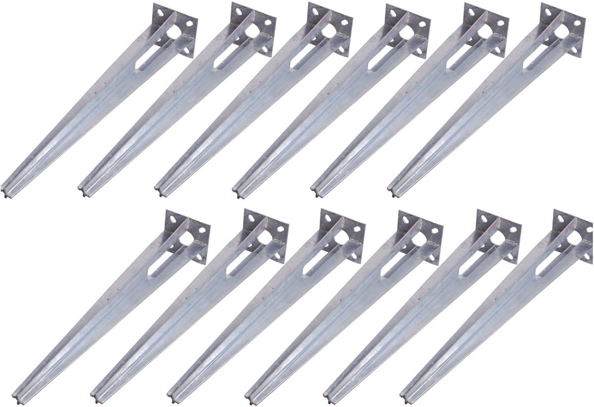 12x grondinrijhuls voor Ø 34 mm grondinrijhuls 50 cm lengte afrasteringspaal verzinkt bevestiging 100x100 mm