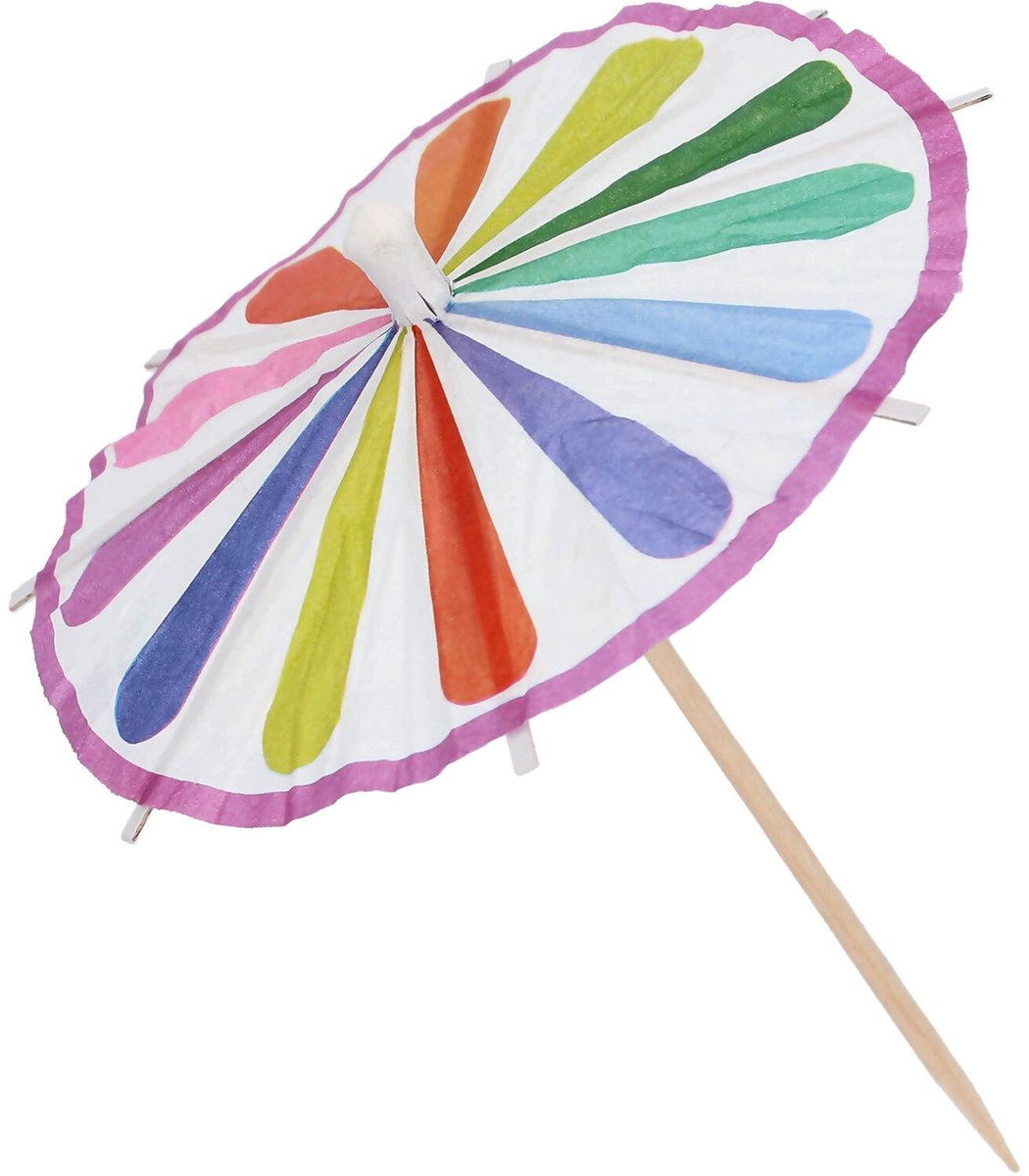 PARAPLU PRIKKERS VROLIJK GEKLEURD - FOLAT - 10 STUKS - COCKTAIL PRIKKERS PARAPLU