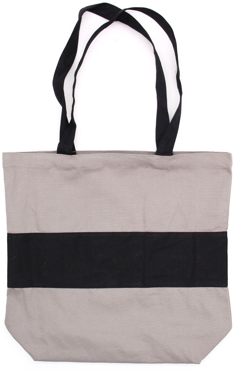 Two Tone Cotton Bag - 38x42x12cm - Grey & Black - 10oz