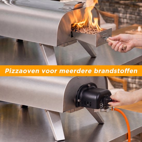 BIG HORN OUTDOORS Pizza Oven - Multi-Fuel Pellet & Gas Pizza Oven - Draagbare Outdoor Pizza Oven met Pizzasteen en Draagtas - Houtgestookt & Propaan Gas - RVS - 12 Inch — afbeelding 5