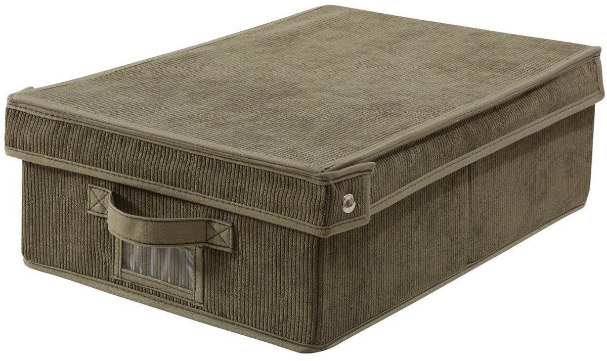 CALICOSY - Opbergdoos met deksel in khaki corduroy 32x48x15cm