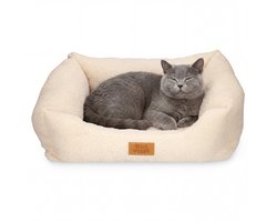 Kleine Huisdierenmand voor Honden en Katten - Klein Comfortabel Hondenbed - Mand Hond & Kat - Compacte Huisdieren Sofa - Handwasbare Kattenmand - Luxe Kattenkussens - Hondenkussen - Kattenbed - Katten & Hondenmanden - Kattensofa - Crème - Petville
