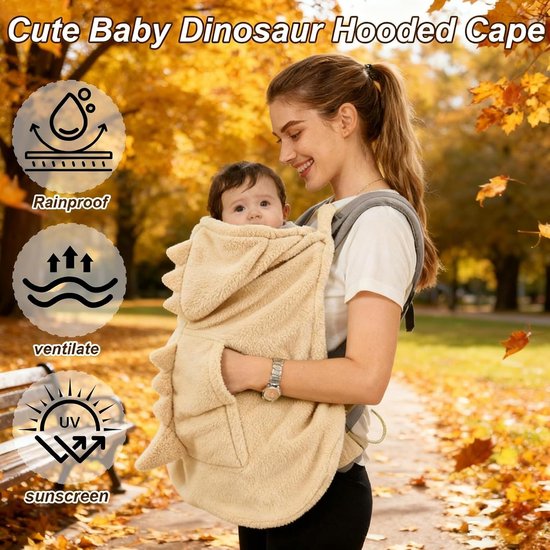Babydraaghoes Kinderwagenhoes - Draagzak Cape - Buiten Bescherming - Machinewasbaar Zachte Stof - 76 x 63 cm - Khaki — afbeelding 2