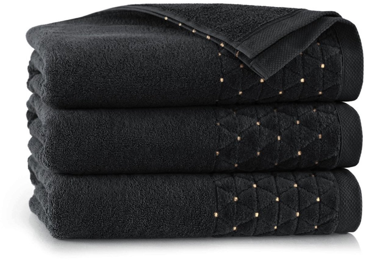 Zwoltex Oscar Serie - Handdoek - 50x100 cm - Zwart - Antibacteriële Technologie