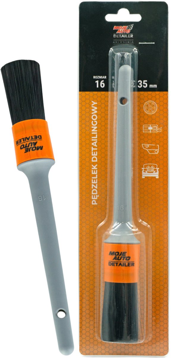 Moje Auto - Detailer Borstel - 16mm - Ergonomische Handgreep - Chemisch Bestendig
