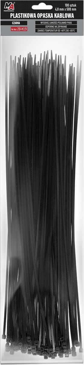 MA Professional - Plastic Kabelbinder - Zwart - 4,8mm x 500mm