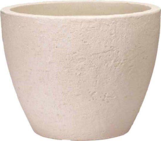 Foto: Bloempot stonelook zand 49x38cm kunststof plantenpot voor binnen buiten betonlook bloempot groot