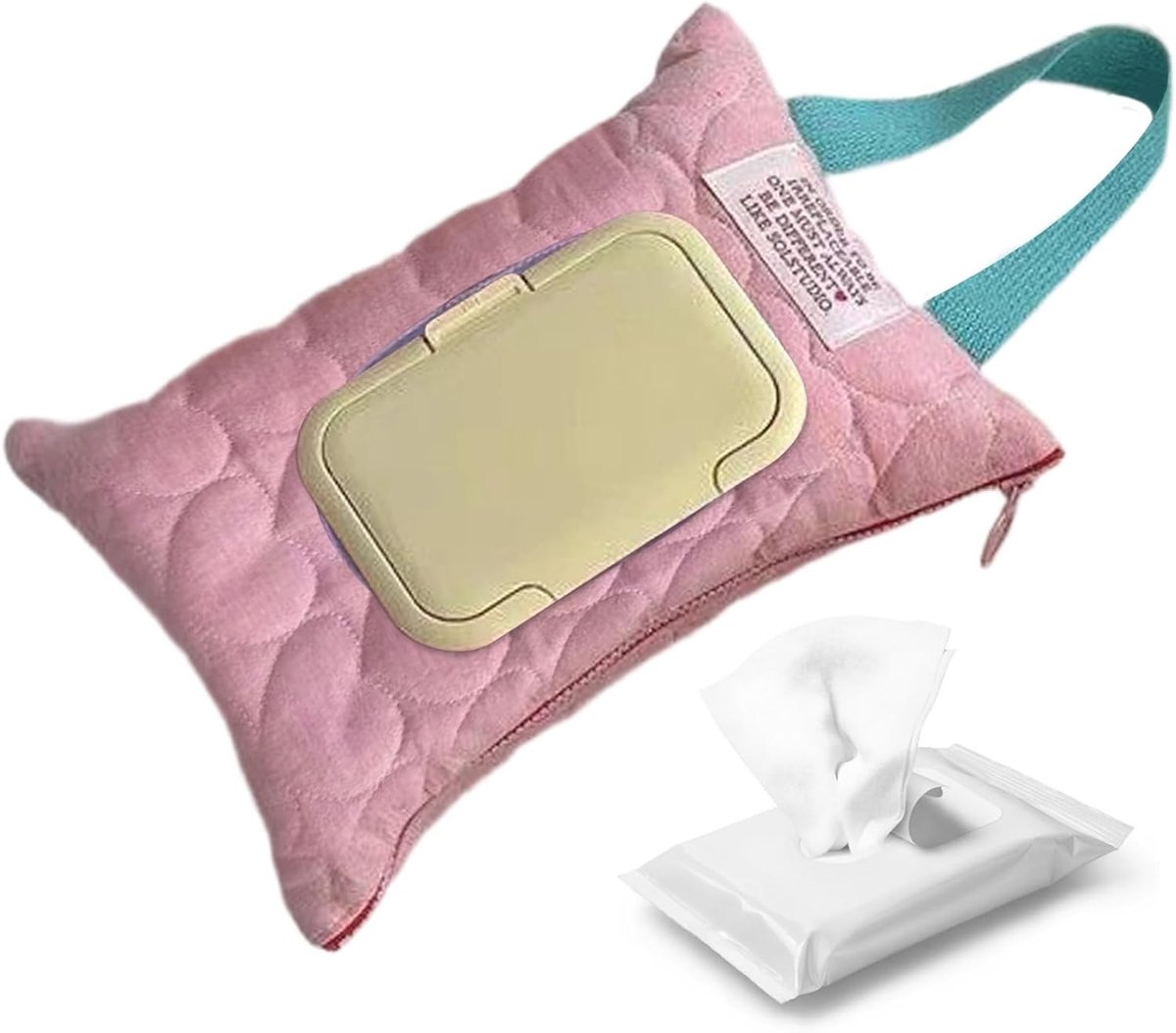 Babydoekjesdispenser - Koeltas Verwisselsetui - Baby Verzorging - Anti-blokkeer Systeem - 23 x 17 cm - Roze