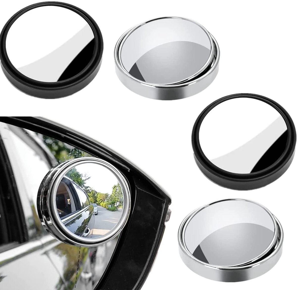 Dailygoods- Dode Hoekspiegel Verstelbaar - Dode Hoek Spiegel Auto - Groothoekspiegel 50 mm - Waterdicht - 360 Graden Draaibaar - Weerbestendige 3M-tape - Blindehoekspiegel