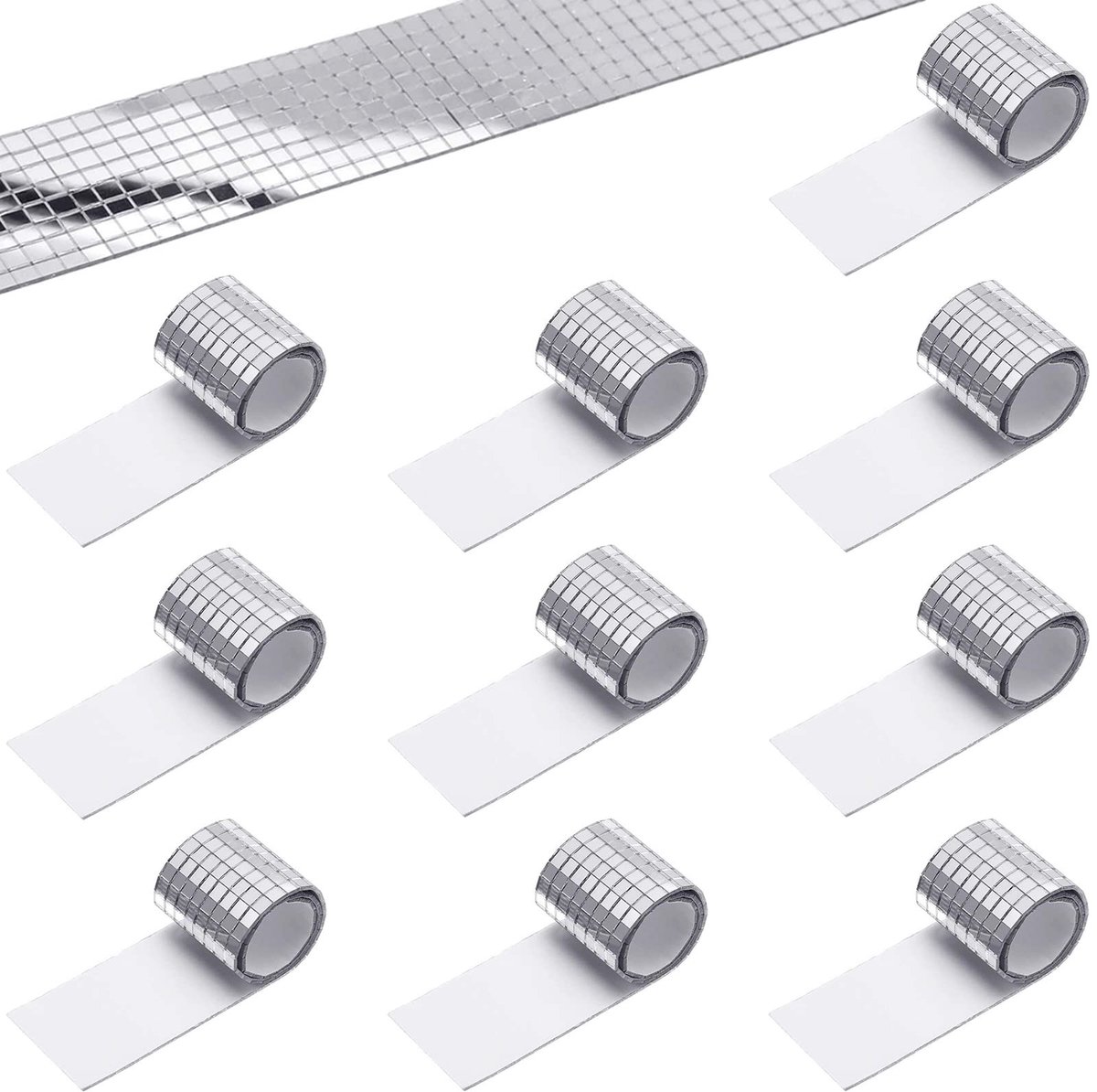 Dailygoods - 4720 stuks zelfklevende spiegels mozaïek tegels, glas spiegel muur sticker, vierkante glas mozaïek stickers mini spiegel stickers voor DIY disco party DIY decor (5 x 5 mm, zilver)
