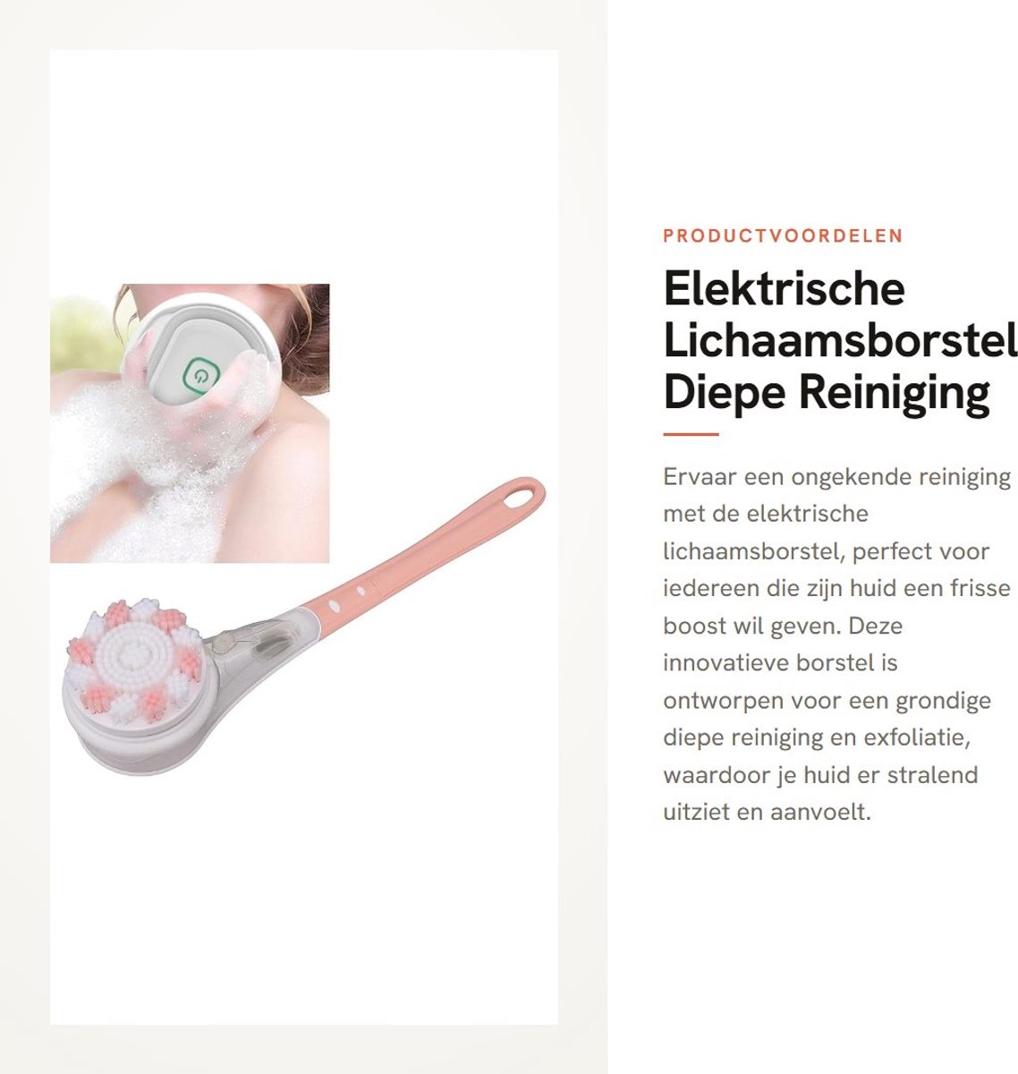 Dailygoods - Elektrische Lichaamsborstel - Diepe Reiniging - Waterdicht - Exfoliërende Koppen - Massagefunctie - Geschikt voor Douchegebruik - 6 Roter...