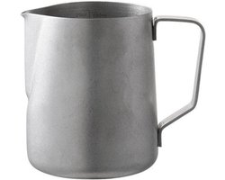 Schuimkan Roestvrij Staal - Melkopschuimer Barista - Koffie Bereiden - Dunne Uitloop V-opening - 350 ml - Zwart