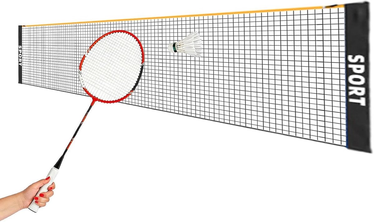 Sportnet - Badminton volleybal - Spelletjes in tuin - In hoogte verstelbaar - 41 meter - Zwart