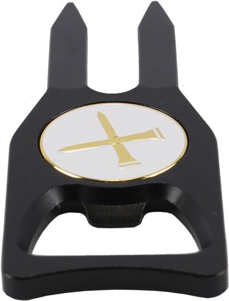 golfdivot reparatietool - magnetische balmarker - groevenreiniger - flesopener - putter-uitlijnhulpmiddel - 6-in-1 - geschikt voor golfers - zwart