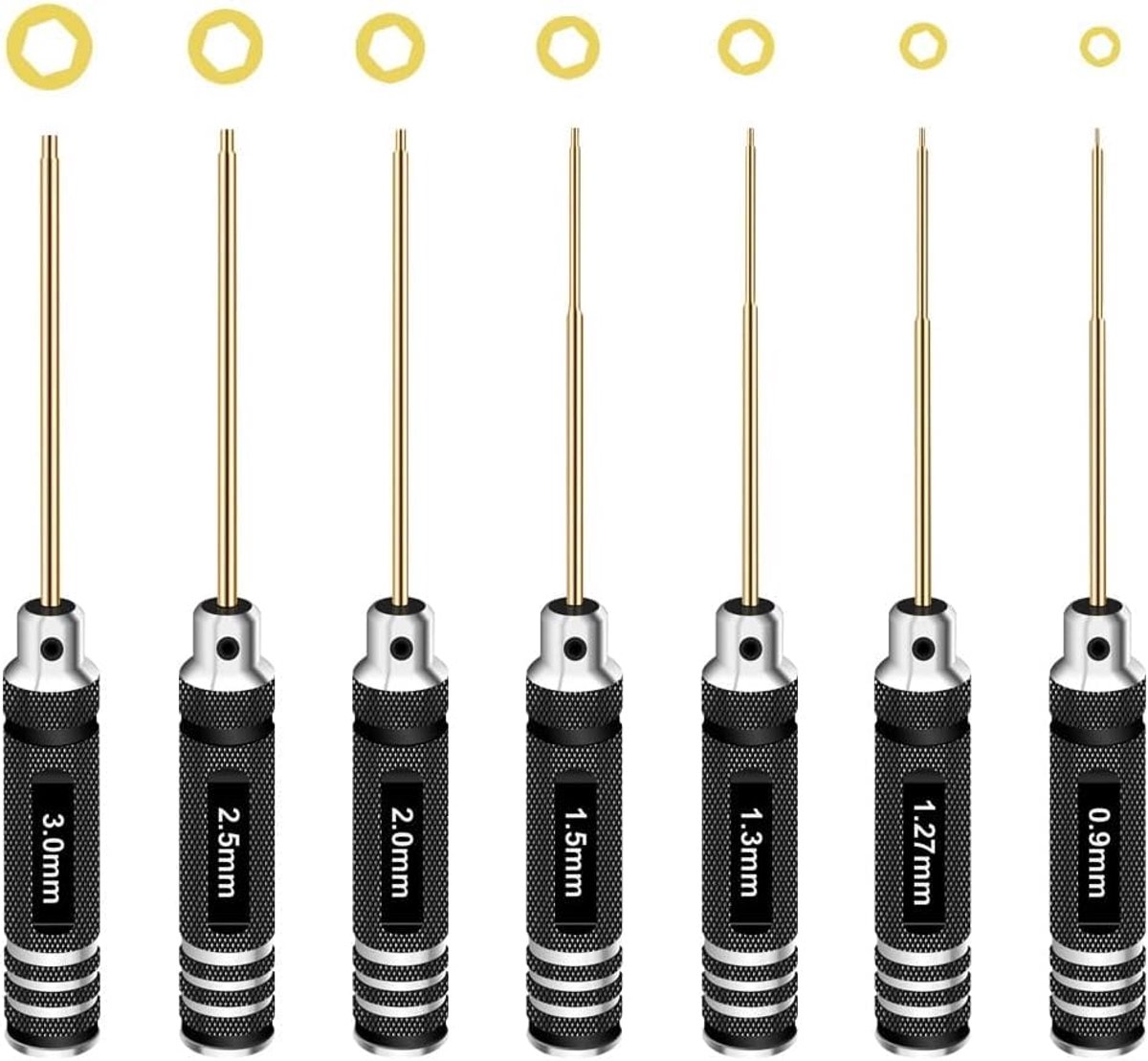 Inbussleutelset - titanium materiaal maten 0,9 tot 3,0 mm schroevendraaier voor afstandsbediening onderhoud en algemene kleine reparaties